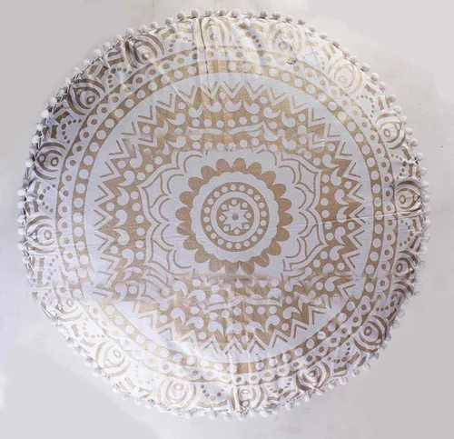 Vista 43 de Cojín otomano con diseño de mandala de langosta, diseño de collage bohemio, decoración de dormitorio, reposapiés, funda de almohada de algodón