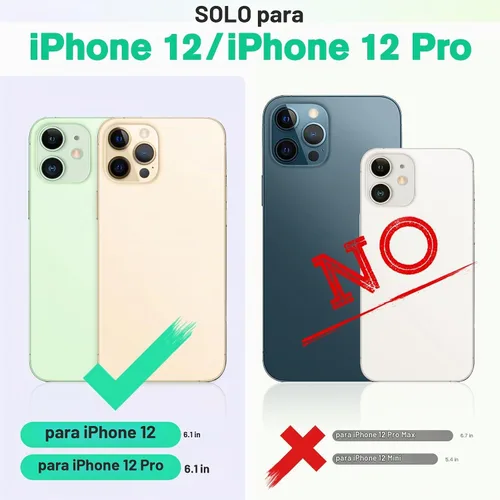 Vista 3 de TUCCH Funda tipo cartera para iPhone 12/iPhone 12 Pro 5G, con bloqueo RFID, ranura para tarjetas y soporte