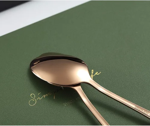 Vista 6 de Kyraton - 6 cucharadas de té de acero inoxidable de 6.7 pulgadas con chapado en cobre y titanio, cuchara de postre, cuchara de café, cucharadita