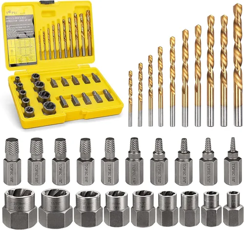 Vista 10 de TOPEC Juego de Extractor de Tornillos Pequeños, 13 Piezas Herramienta de Extracción de Tornillos Dañados, Kit HSS 6542 Easy Out para Sujetadores