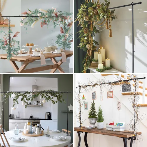 Vista 5 de Soporte de Varilla Sobre la Mesa con Abrazaderas, 46-82" de Longitud, Soporte de Arco de Globos y Flores de Metal Ajustable, Arco Decorativo