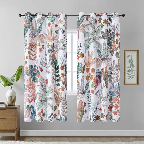 Vista 40 de Estelar Textiler Cortinas clásicas con estampado floral azul para sala de estar, cortinas de 84 pulgadas de largo, oscurecimiento de la habitación