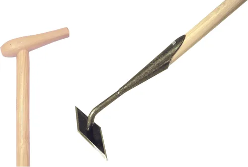 Vista 3 de Dewit Azada de diamante con mango P-Grip - Azada de jardín de mango largo con cabeza de diamante de acero forjado - 4 bordes afilados - Maleza sin