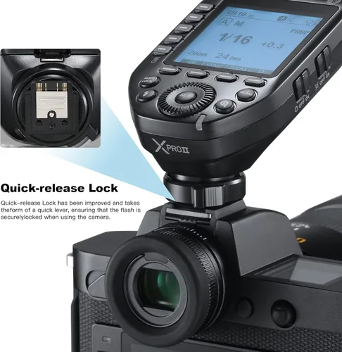 Vista 5 de Godox XProII-S TTL - Transmisor de disparador de flash inalámbrico compatible con cámaras Sony, 2.4G 1/8000s HSS, conexión Bluetooth, nuevo bloqueo