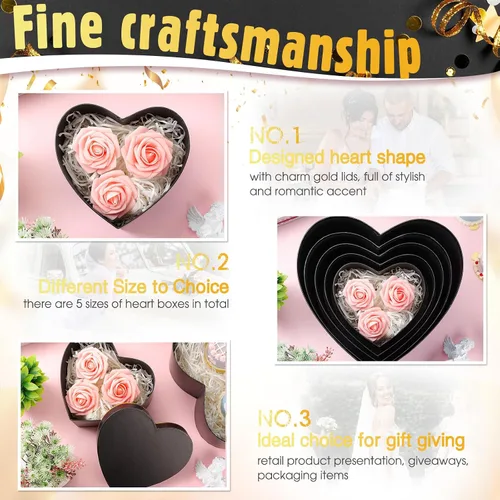 Vista 8 de Harloon 5 cajas en forma de corazón para arreglos florales, cajas de regalo, caja de corazón con tapas para el día de San Valentín, dama de honor