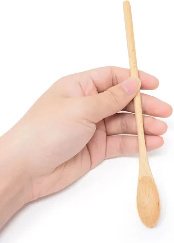 Vista 4 de Honbay 4 cucharas de café de madera de mango largo, cucharaditas de mezcla de madera, cucharas de té helado para batido de espresso, bebidas frías