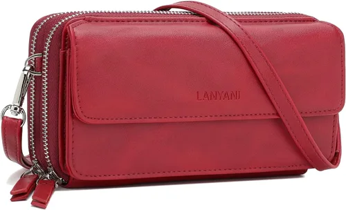 Vista 11 de Lanyani Cartera Cruzada RFID con Correa de Muñeca y Bolsillo para Teléfono para Mujeres de Cuero Vegano