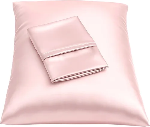 Vista 39 de ShopBedding - Lujosa funda de almohada de satén para el cabello, 2 unidades, satinada, estándar, con cremallera, estampado de cebra marrón, Blissford