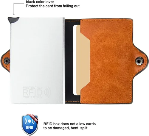 Vista 4 de Markito Cartera con botones billetera de acceso rápido billetera desplegable para hombre billetera desplegable para hombre billetera inteligente