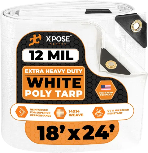 Vista 165 de Xpose Safety Lona protectora de polietileno plateado resistente de 5 x 7 pies - Funda protectora multiusos - Duradera, resistente al agua