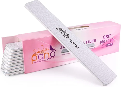 Vista 31 de 10 PIEZAS Limas de Uñas Profesionales PANA de Doble Cara Tamaño Jumbo - Negro, Grano 60/60 - Lima de Uñas Tipo Esmeril Lima Pulidora de Uñas