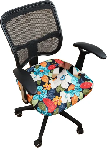 Vista 21 de FORCHEER Funda elástica para silla de escritorio, estilo bohemio, de dos piezas, para sillas de oficina divididas, estirable