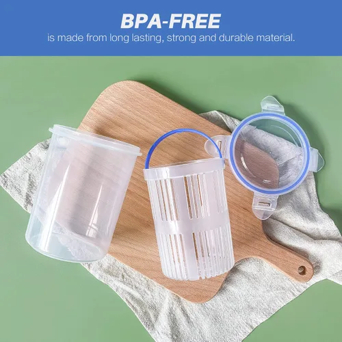 Vista 4 de Tarro de Pepinillos 24oz 2Pack - Envase de encurtidos con colador, soporte para tarros, elevador, contenedor de almacenamiento de encurtidos