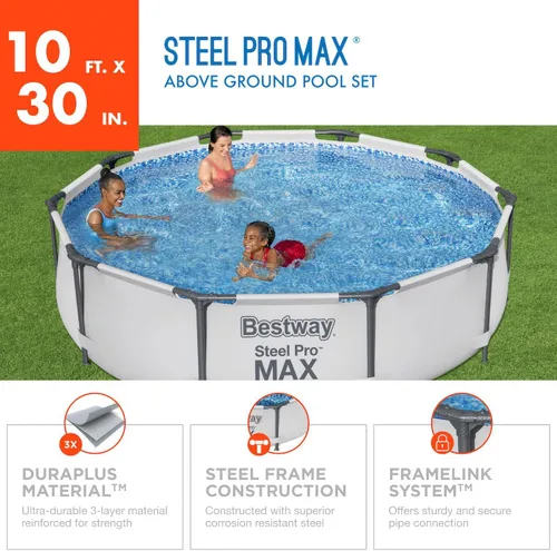 Vista 2 de Piscina Bestway Steel Pro sobre suelo, Azul