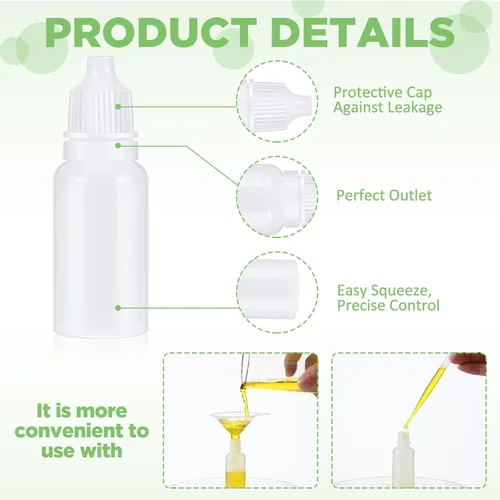 Vista 3 de Uiifan 12 botellas de plástico con cuentagotas de plástico, botella con cuentagotas para ojos, pequeños recipientes para líquidos exprimibles