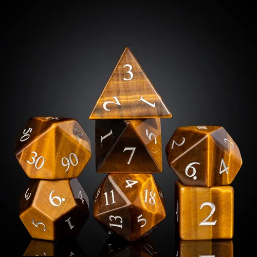 Vista 21 de UDIXI Juego de dados de vidrio prisma, 7 dados de vidrio arcoíris esmerilado para juegos de mesa RPG (prisma arenado)