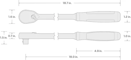 Vista 7 de TEKTON Trinquete largo de agarre cómodo de 1/2 pulgada x 18 pulgadas SRH02218