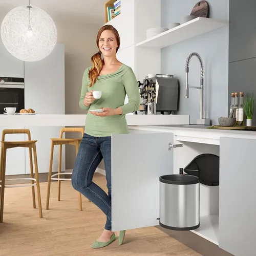 Vista 8 de Hailo Compact-Box M - Bote de basura de 4 galones, elevador de tapa, pequeño cubo de cocina, acero inoxidable