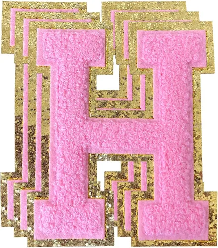 Vista 27 de 3 parches de letras de felpilla negra, parches de letras termo-adhesivas de 4-1/2", parches universitarios para ropa, S