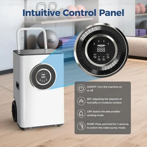 Vista 6 de ALORAIR Deshumidificador comercial de 170 PPD con bomba y manguera de drenaje, deshumidificadores industriales LGR Tech, para restaurar daños por