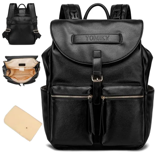 Bolsa de pañales de cuero para mamá y papá con bolsa húmeda y cambiador, bien organizada.
