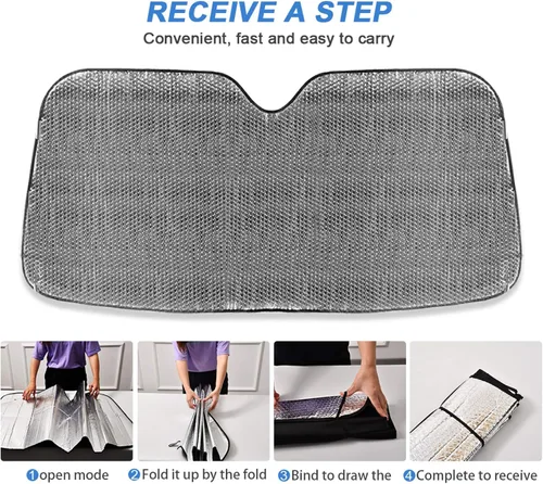 Vista 6 de Parasol para parabrisas de automóvil, diseño de palmera tropical, playa, bloquea los rayos UV, protector solar plegable para mantener tu vehículo