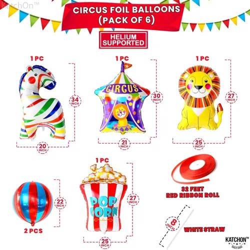 Vista 2 de KatchOn, Globos de circo para decoraciones de carnaval, paquete de 6, globos de carnaval para decoraciones de fiesta de carnaval, globos