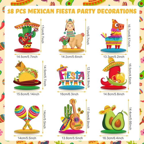 Vista 2 de Namalu Centro de mesa de fiesta mexicana, 18 piezas, decoración de mesa de Cinco de Mayo, centro de mesa de temática mexicana para mesas