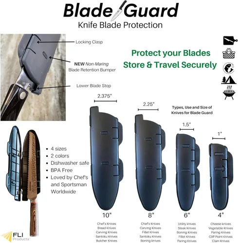 Vista 3 de Blade Guard™ Protector de hoja de cuchillo de cocina con bloqueo (gris, 6 pulgadas)