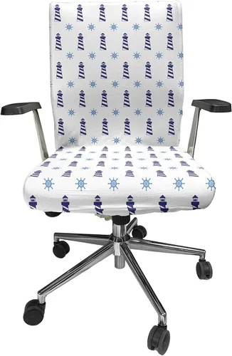 Vista 19 de Ambesonne Funda para silla de oficina Eiffel, patrón de lunares con torre Eiffel incompleta y corazones románticos, funda elástica decorativa