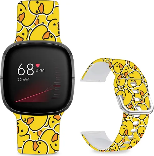 Vista 15 de Correas de reloj de dibujos animados con estampado floral compatibles con Fitbit Versa 4/Versa 3/Fitbit Sense 2/Sense Band de silicona suave