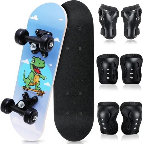 Vista 23 de Honoson Juego de 7 piezas de rodilleras, coderas y muñequeras para patinetas para principiantes y niños pequeños