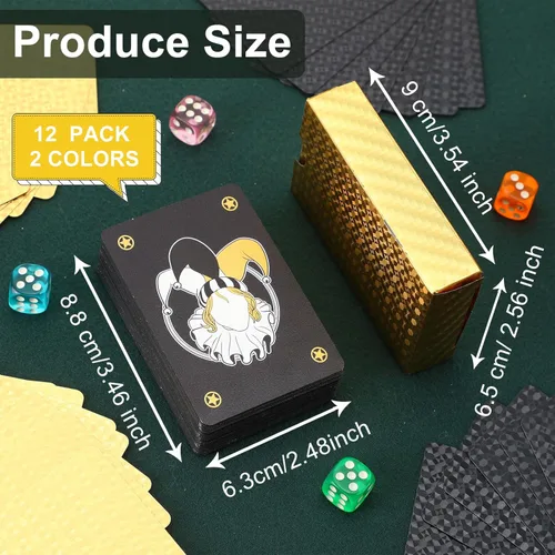 Vista 2 de Zubebe Paquete de 12 cartas de juego impermeables de plástico, baraja de cartas de póquer de diamante, lavable, flexible, para regalos de fiesta