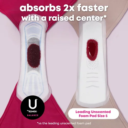 Vista 4 de U de Kotex Balance. Toallas sanitarias ultrafinas con alas, alta absorción, 46 unidades (el empaque puede variar)