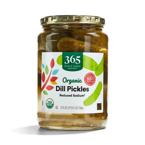 365 por Whole Foods Market, Pepinillos Kosher Dill orgánicos, con sodio reducido, 24 onzas (680 g)