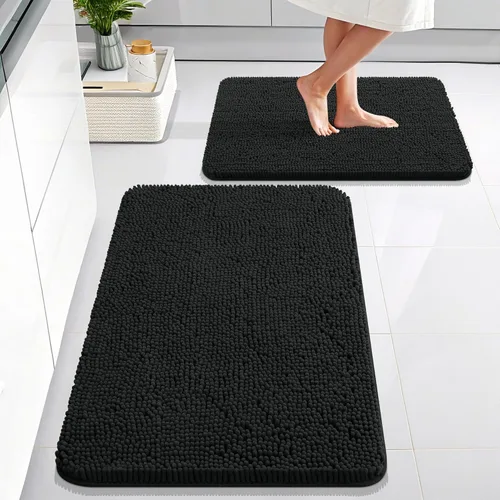 Vista 97 de OLANLY Juego de 2 alfombras de baño de felpilla suave y absorbente, antideslizantes, de secado rápido, lavables a máquina, accesorios de decoración