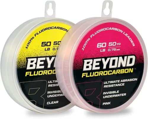 Vista 2 de Beyond Fluorocarbon Leader - Línea de pesca 100 % puro de fluorocarbono, altamente resistente a la abrasión, invisible bajo el agua, resistente a