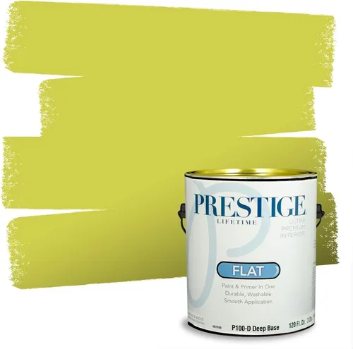 Vista 98 de PRESTIGE Pinturas de pintura exterior e imprimación en uno, 1 galón, plano, combinación comparable de Benjamin Moore* Manzanilla*