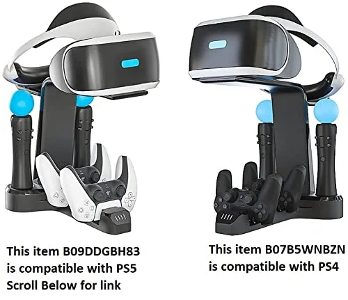 Vista 2 de Skywin Soporte de carga VR - Soporte de carga PSVR para mostrar mostrar y cargar tu PS4 VR controlador PS4