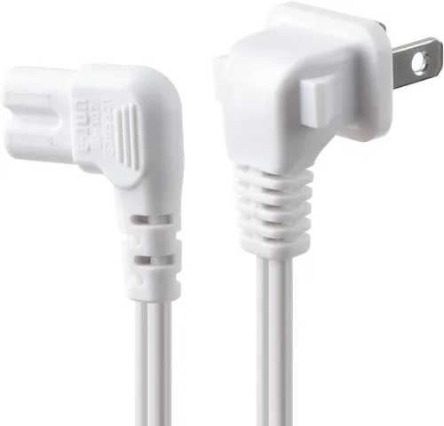 Vista 3 de C7 Cable de alimentación de 2 ranuras no polarizadas, ángulo de 90 grados, SPT-2, cable de alimentación de 18 AWG (IEC320 C7 a Nema 1-15P)