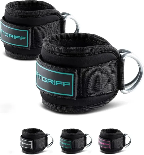 Fitgriff® Correas de Tobillo V3 para Máquina de Cable (2 Piezas) - Equipo de Entrenamiento para Gimnasio - Accesorio de Polea para Piernas, Correas