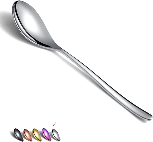 Cucharas de cena de 6 piezas, cucharadas de acero inoxidable de 8.1 pulgadas, cucharas de sopa, cucharas de postre, cucharas de cubiertos para el