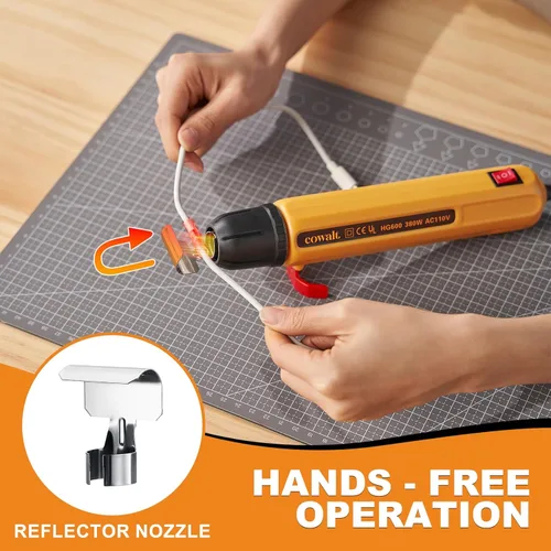 Vista 3 de Mini Pistola de Aire Caliente 380W – Herramienta de Aire Caliente de Doble Temperatura con Cable Largo de 1.5m y Boquilla para Reparación