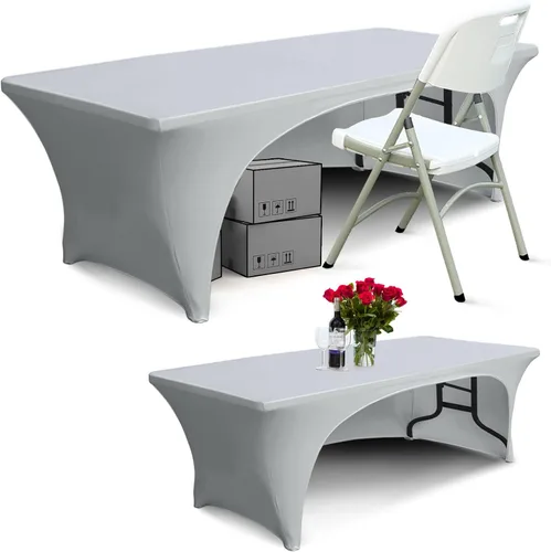 Vista 28 de ABCCANOPY - Mantel elástico de 1,2 m para mesa, ajustado, con parte trasera abierta, lavable, salvamanteles para mesas rectangulares, color negro