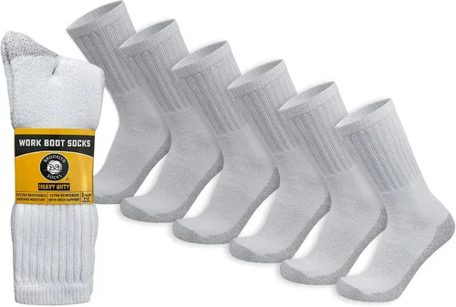 Vista 7 de Calcetines de algodón de trabajo con punta de acero resistente para hombre, calcetines gruesos de triple acolchado cálido 3 Pares Negro