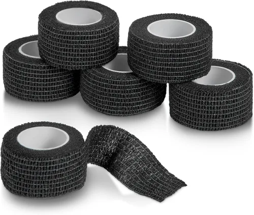 Vista 11 de Vendajes autoadhesivos, 1 pulgada x 5 yardas por rollo, paquete de 6 rollos, cinta elástica autoadhesiva cohesiva de primeros auxilios