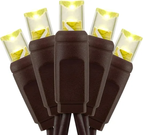 Vista 15 de YULETIME Luces de Navidad de gran angular de una pieza de color blanco cálido, 140 unidades, 48 pies, 2 juegos de 70 LED de 24 pies de alto