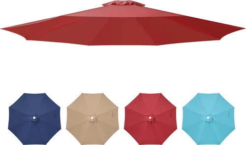 Vista 10 de YSSOA Toldo de repuesto para sombrilla de patio de 9 pies solo para 8 varillas, color azul oscuro