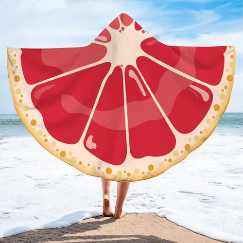 Vista 14 de Toalla de playa con capucha de gran tamaño con botón de 59 x 79 pulgadas, manta de microfibra extra grande para adultos, divertida fruta, media