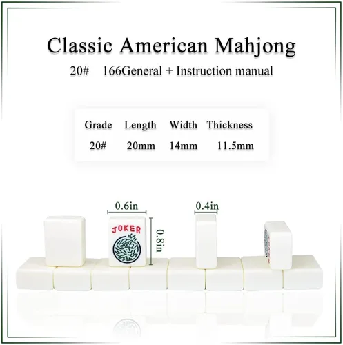 Vista 5 de drizzle Set Mini de Mahjong Americano para Viaje - 166 Azulejos Blancos Incluye Jokers 0.8" Material de Melamina Blanca - con Estantes, pato
